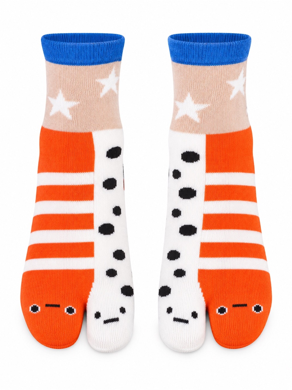 Orange Blue White Cream Black Eel Split Toe Tabi Novelty Socks